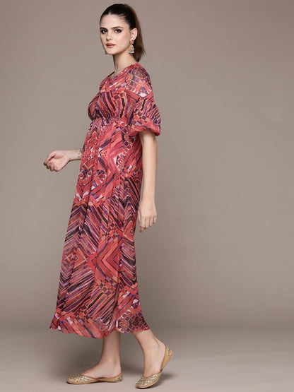 Print Chiffon Designer Dress – Summer Edit