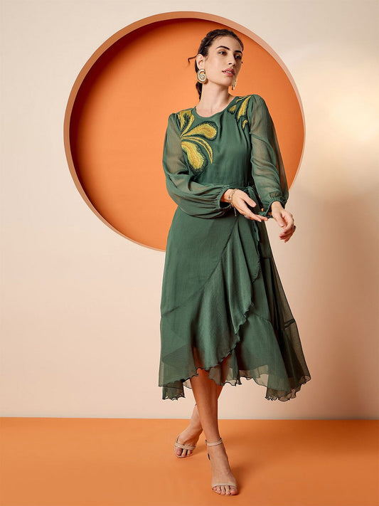 Puff Chiffon Designer Dress – Night Statement