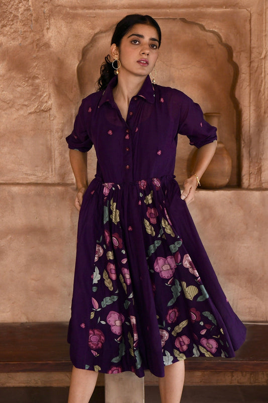 Purple Silk Designer Dress – Luxe Collection