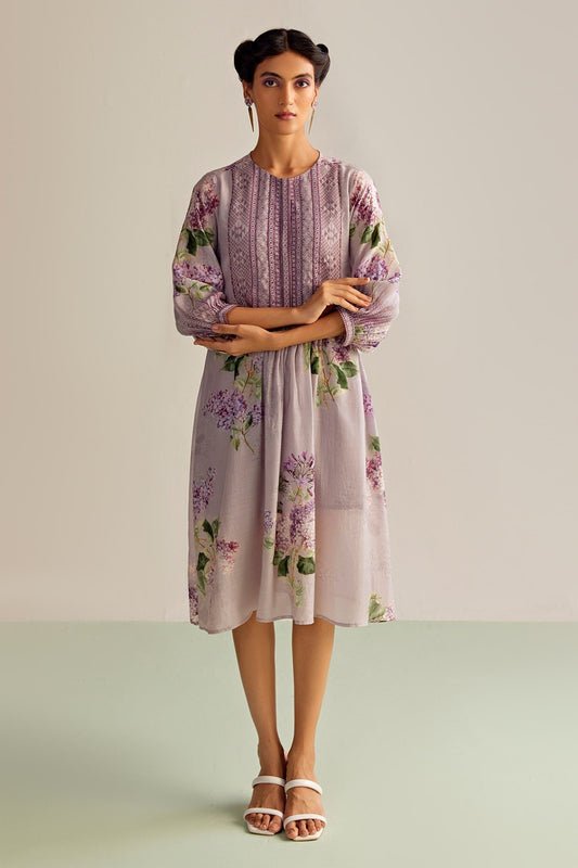 Purple Cotton Designer Dress – Urban Luxe