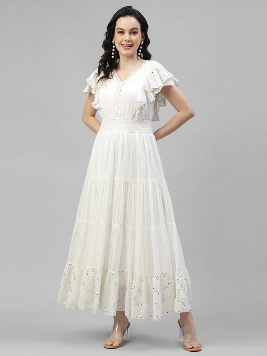 Self Georgette Designer Dress – Festive Favorite