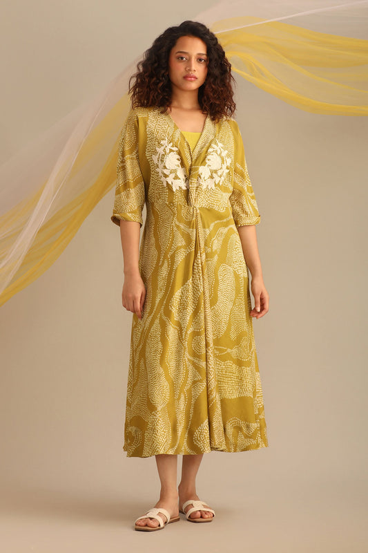 Yellow Cotton Designer Dress – Festive Favorite